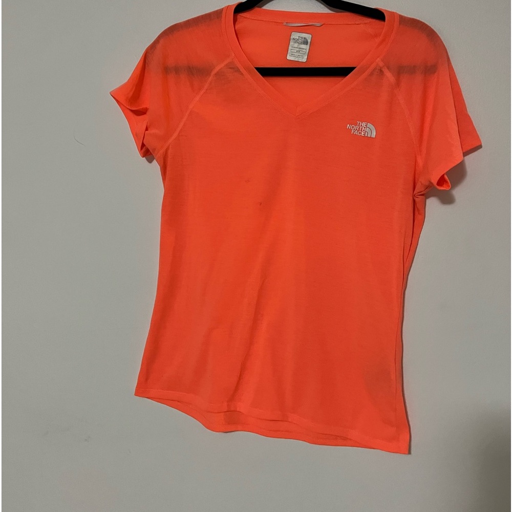 orange v neck north face everyday t shirt